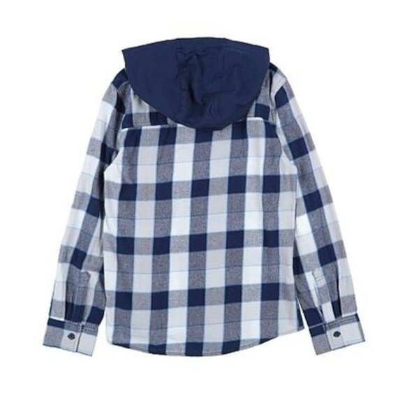 NWT Levis Shirt Boys Large Blue Plaid Hooded Button Up Long Sleeve Size L - Picture 5 of 5